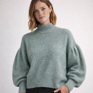 Buffalo David Bitton Exaggerated Sleeve Sweater Sage Green Balloon Sleeve